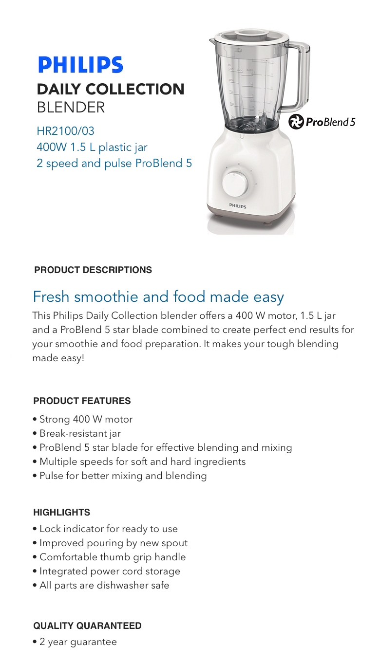 Philips HR2100 - 03 Daily Collection Blender PD0