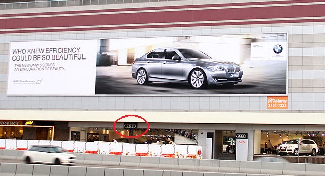 BMW took this ad war altogether to the international levels when it created a massive billboard that was erected alongside the Audi of Hong Kong dealership. The ad features a new 5-Series.