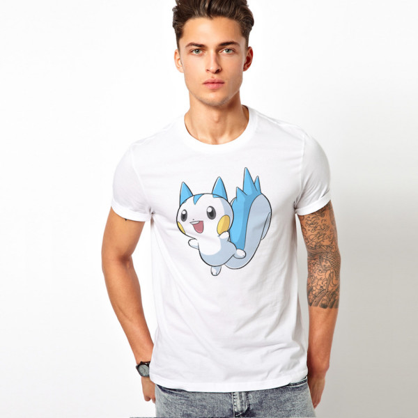 JM's Men T Shirt with Pokemon Pachirisu Print in White