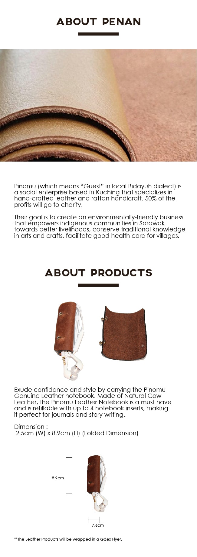 Pinomu Premium Earphone Cord Wrap (Leather)