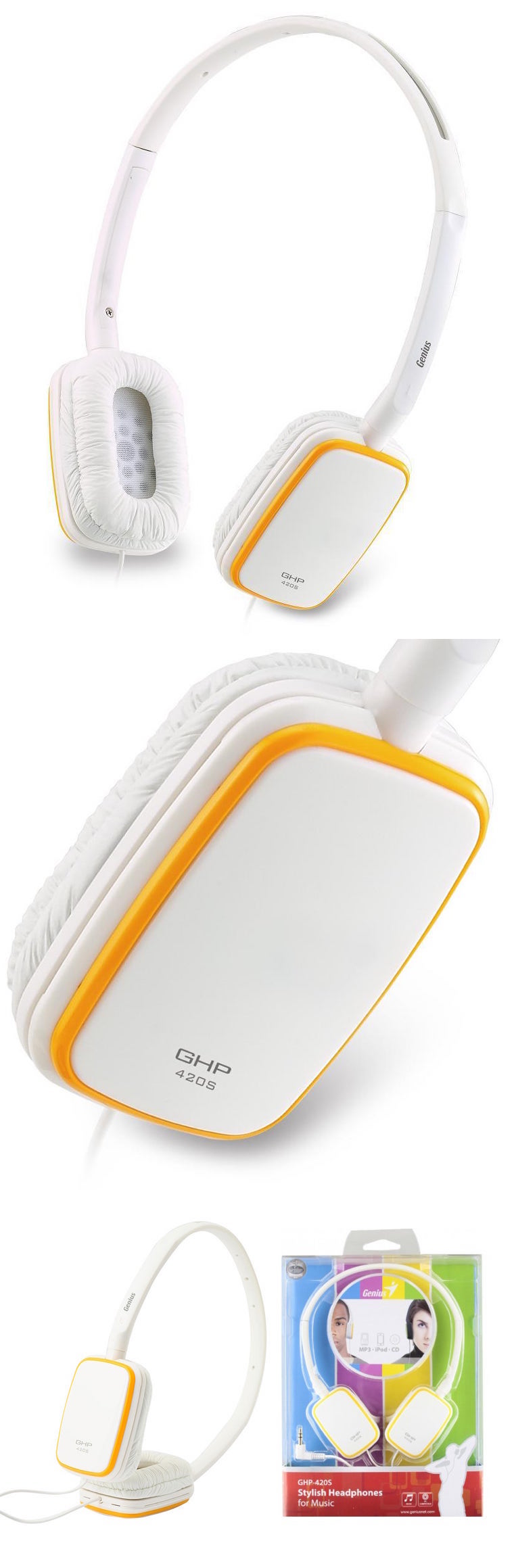 Genius GHP-420S  Portable and Stylist Headphone White