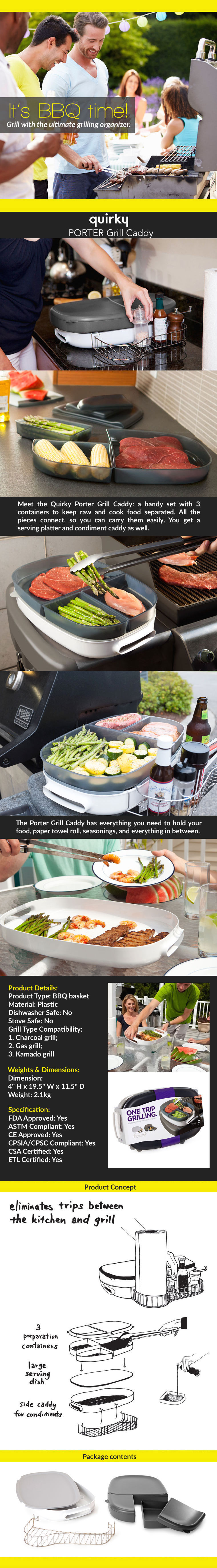 QUIRKY Porter BBQ Grill Caddy
